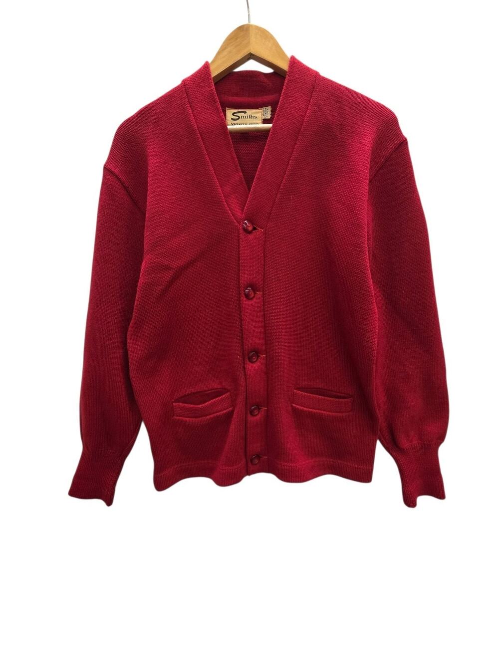 Vintage Smiths Varsity Shop Red Letterman Cardigan Sweater Wool Size Medium